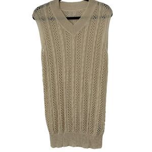 Womens Shein Vest Top Lightweight Size 3X Plus Curve beige Crochet V-neck 4051